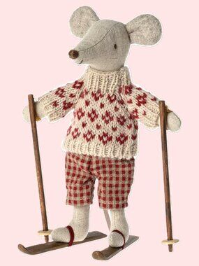 Maileg Winter Mouse with Ski Set - Mum  [BRAND NEW]